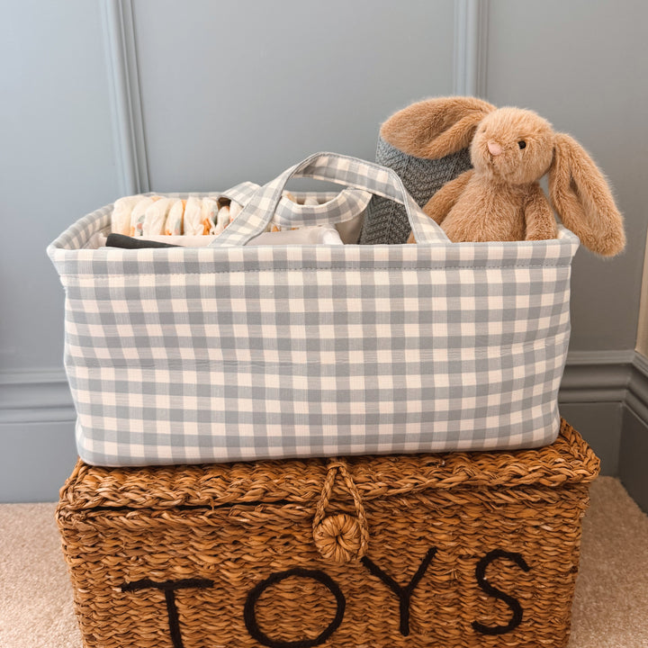 Mabel & Fox - Gingham Nappy Caddy - Blue