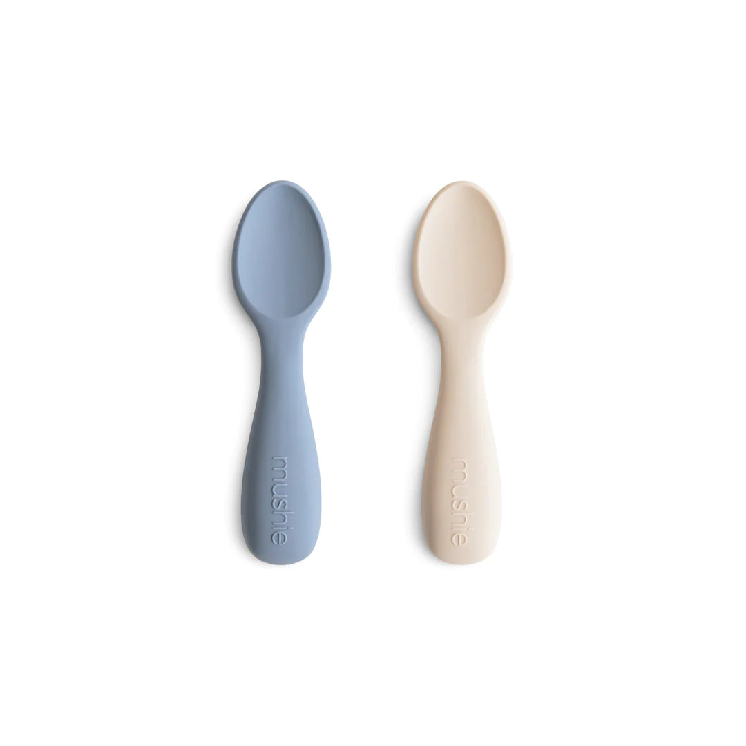 Mushie - Silicone Toddler Starter Spoons- Tradewinds/Shifting Sands (2 Pack)