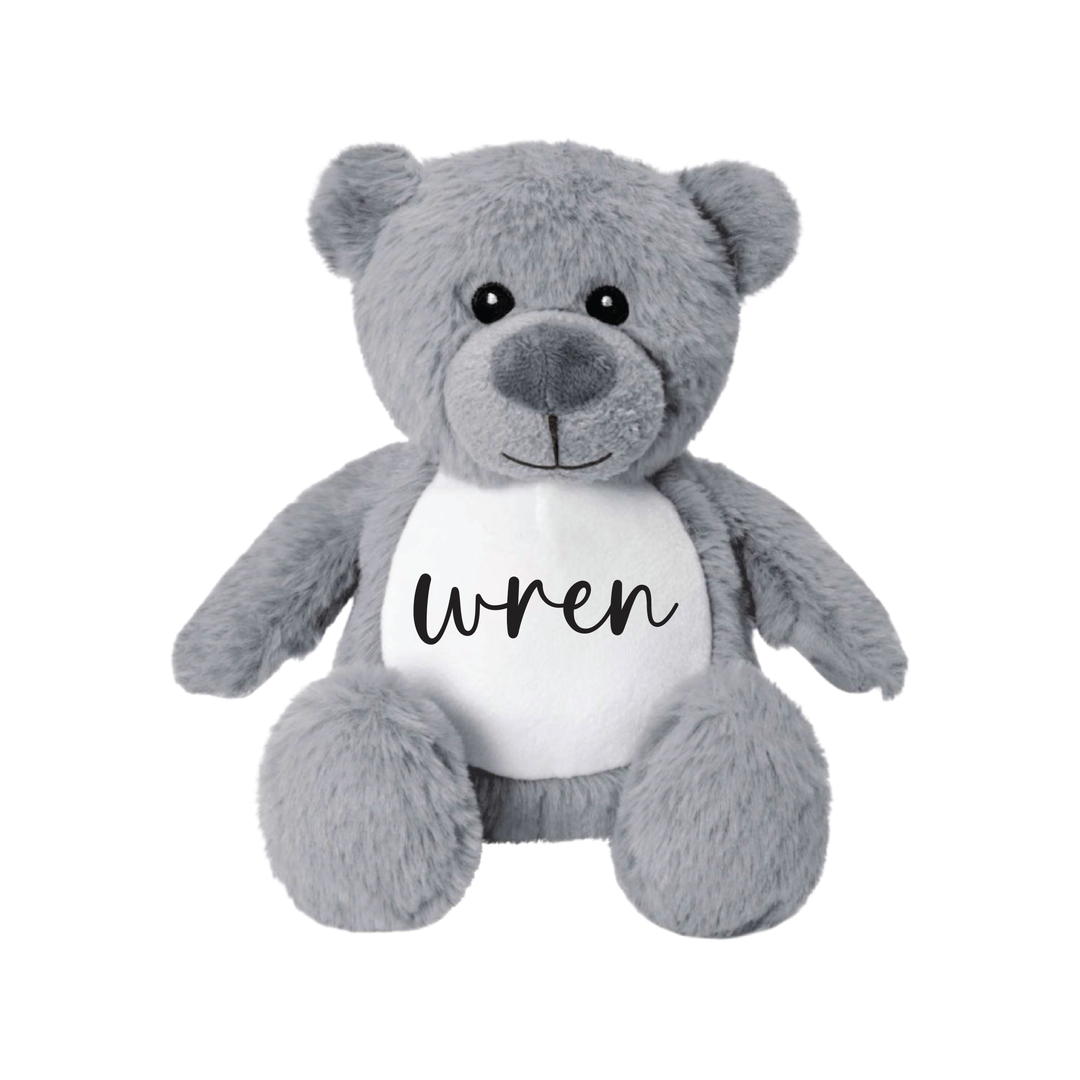 Mabel Fox Personalised Little Tummibear Grey Bear