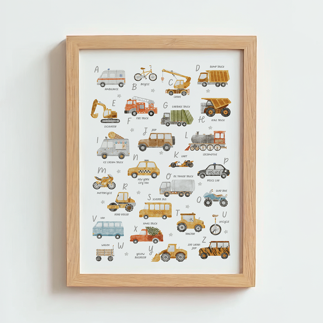 Mabel & Fox - Art Print - Vehicle Alphabet - Mabel & Fox