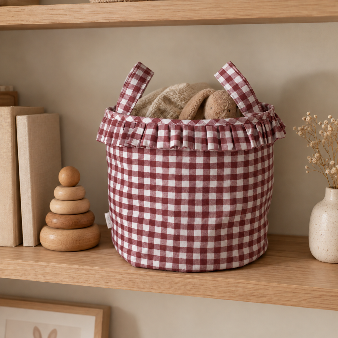 Mabel & Fox - Gingham Ruffle Basket - Red