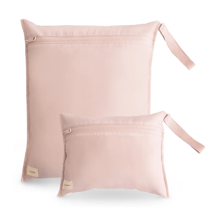 Mushie- Water Resistant Wet Bag - Blush ( 2 Pack ) - Mabel & Fox