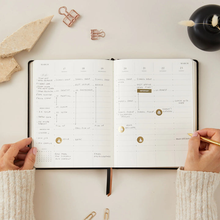 Blush & Gold - 2025 Weekly Planner - Black - Mabel & Fox