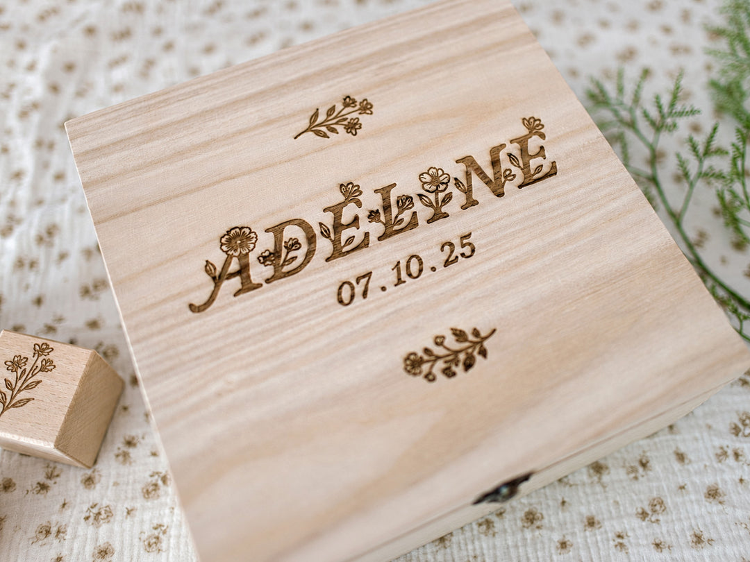 Mabel & Fox - Personalised Wooden Memory Box - Wildflower - Mabel & Fox