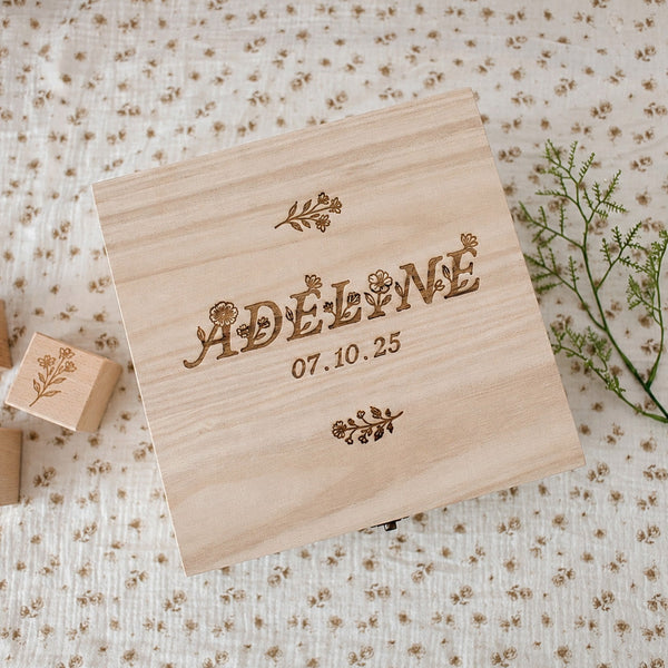 Mabel & Fox - Personalised Wooden Memory Box - Wildflower - Mabel & Fox