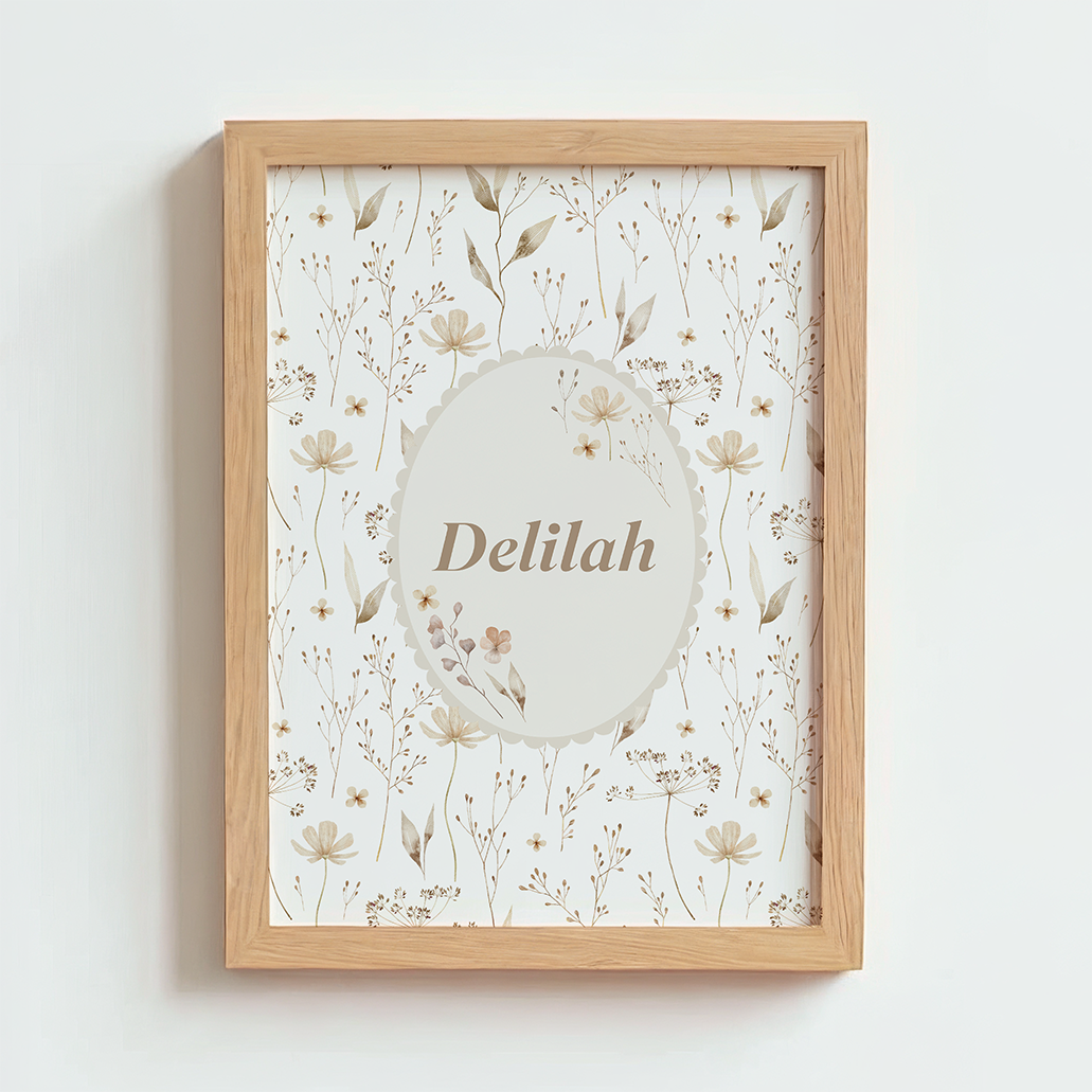 Mabel & Fox - Personalised Art Print - Natural Wildflower