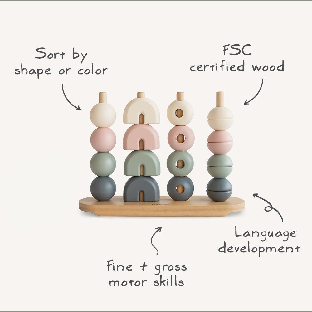 Mushie - Wooden Multi Shape Stacker - Original - Mabel & Fox