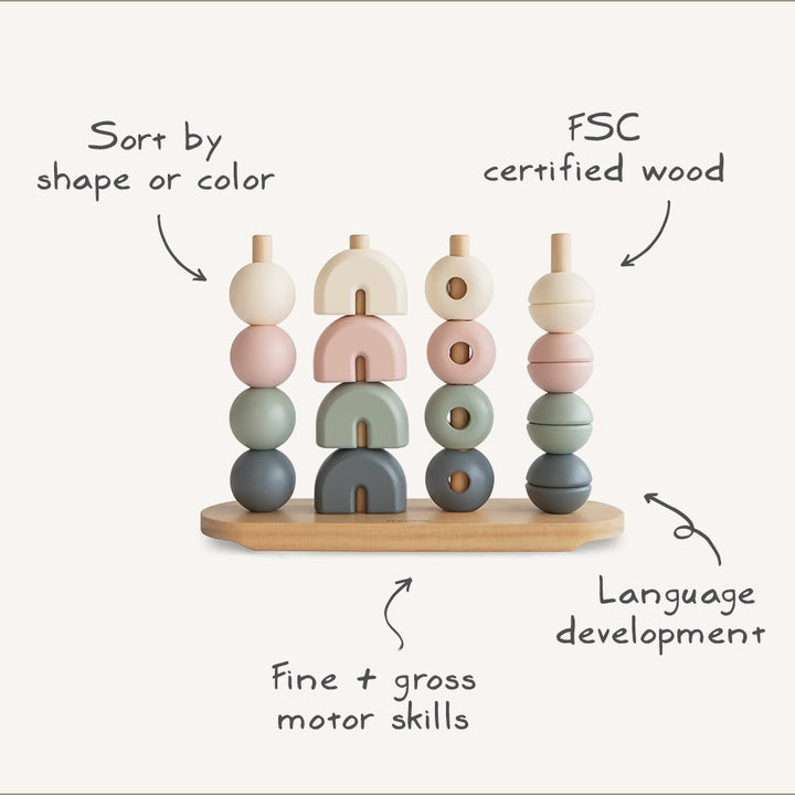 Mushie - Wooden Multi Shape Stacker - Original - Mabel & Fox