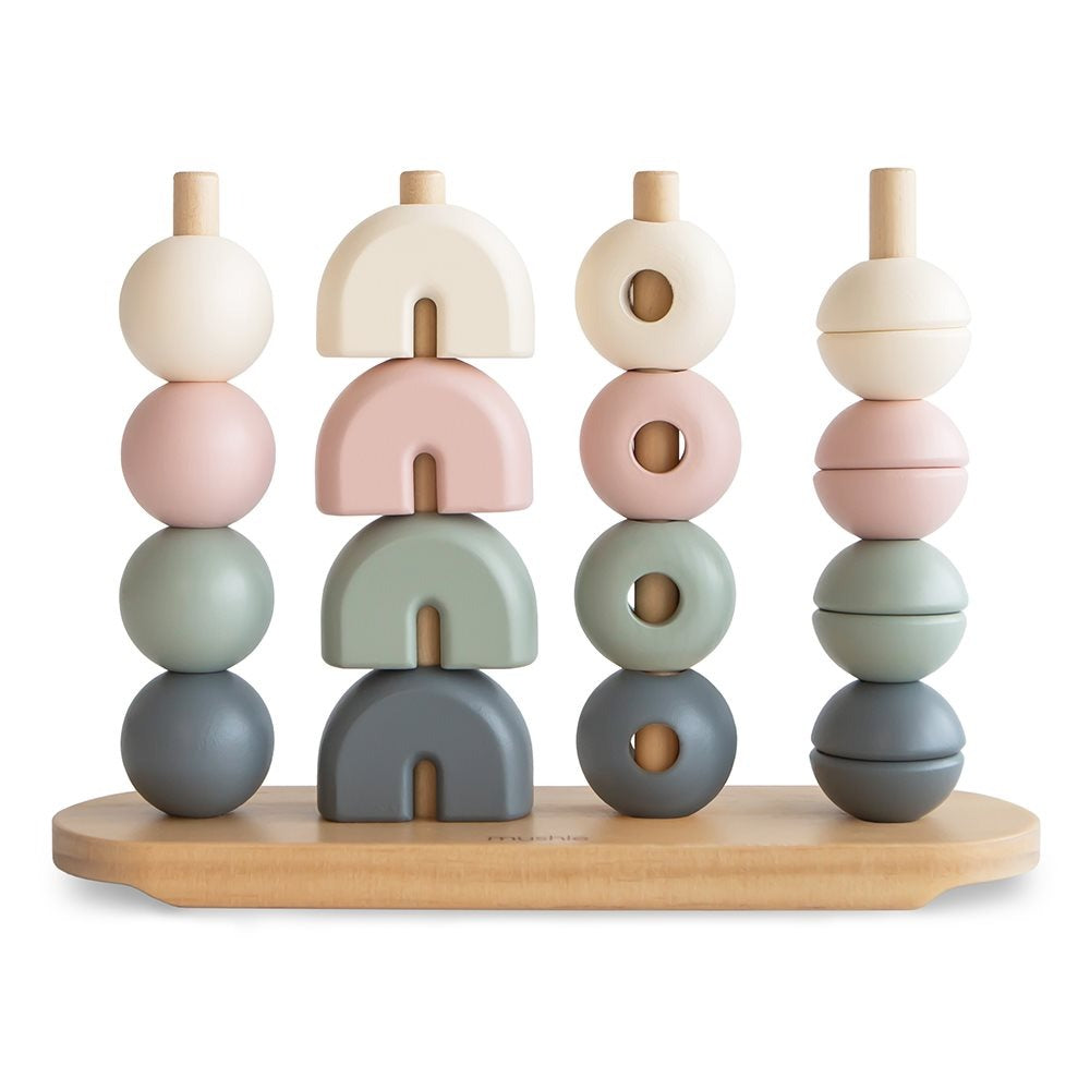 Mushie - Wooden Multi Shape Stacker - Original - Mabel & Fox
