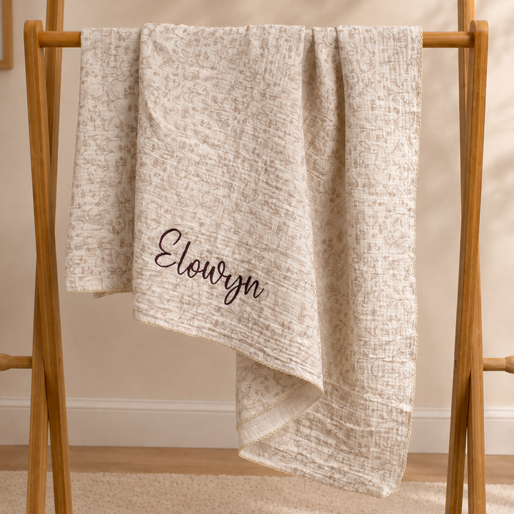 Mabel & Fox - Personalised Baby Muslin Cotton Blanket - Woodland Bunnies
