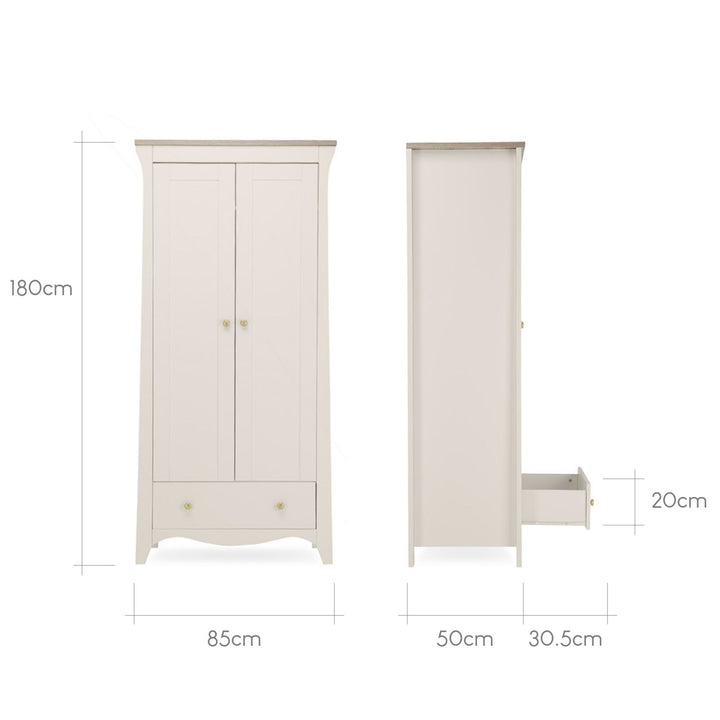 CuddleCo - Clara 2 Door Wardrobe - Cashmere & Ash