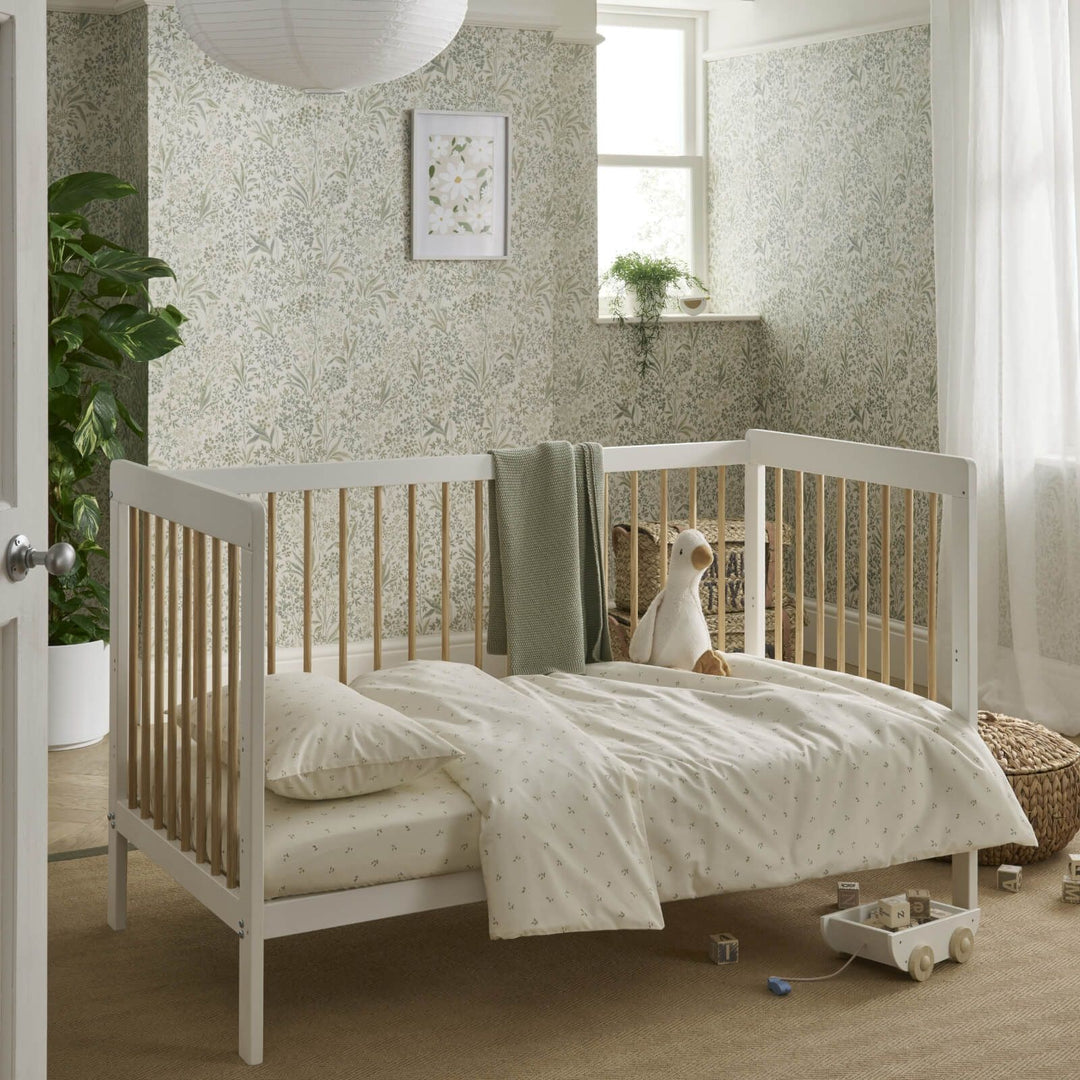 CuddleCo - Nola Cot Bed - White & Natural