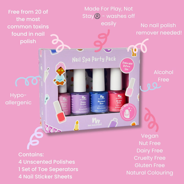 No Nasties Kids - Nail Polish Gift Set - Nail Spa Party Pack