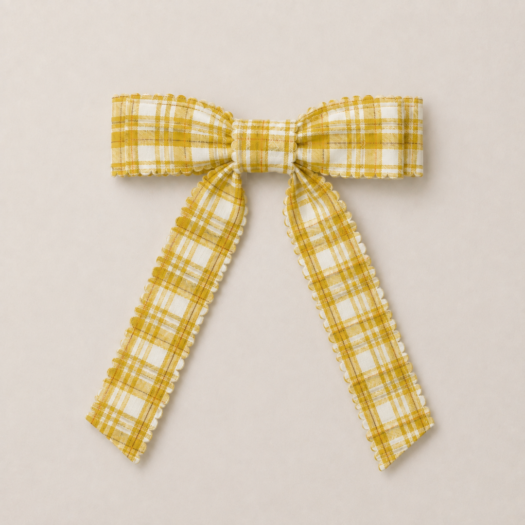 Mabel & Fox - Hair Bow Clip - Yellow Plaid