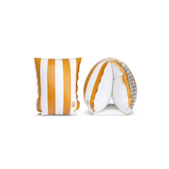 Swim Essentials - Arm Bands - Mustard White Stripes - 2-6 Years
