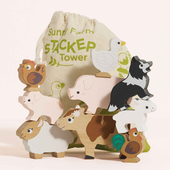 Le Toy Van – Stacking Toy – Farmyard Animals & Bag - Mabel & Fox