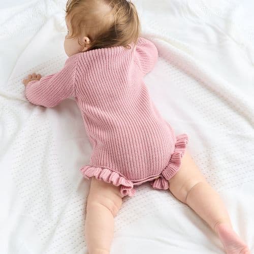 Mabel & Fox - Ruffle Knitted Romper - Pink