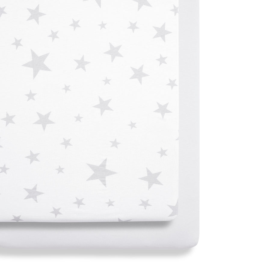 Snuz - Twin Pack Crib Sheets - Grey Star