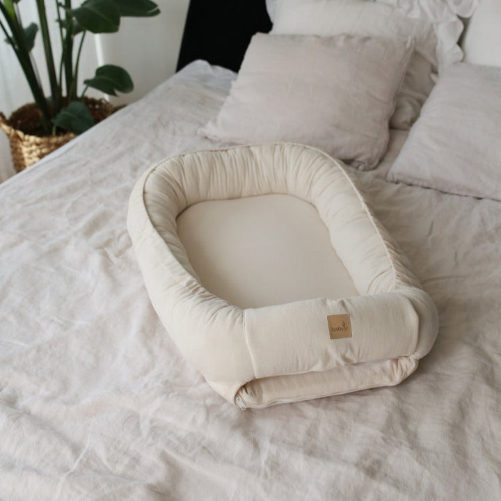 Babyly - Baby Nest - Wash Cotton - Light Beige