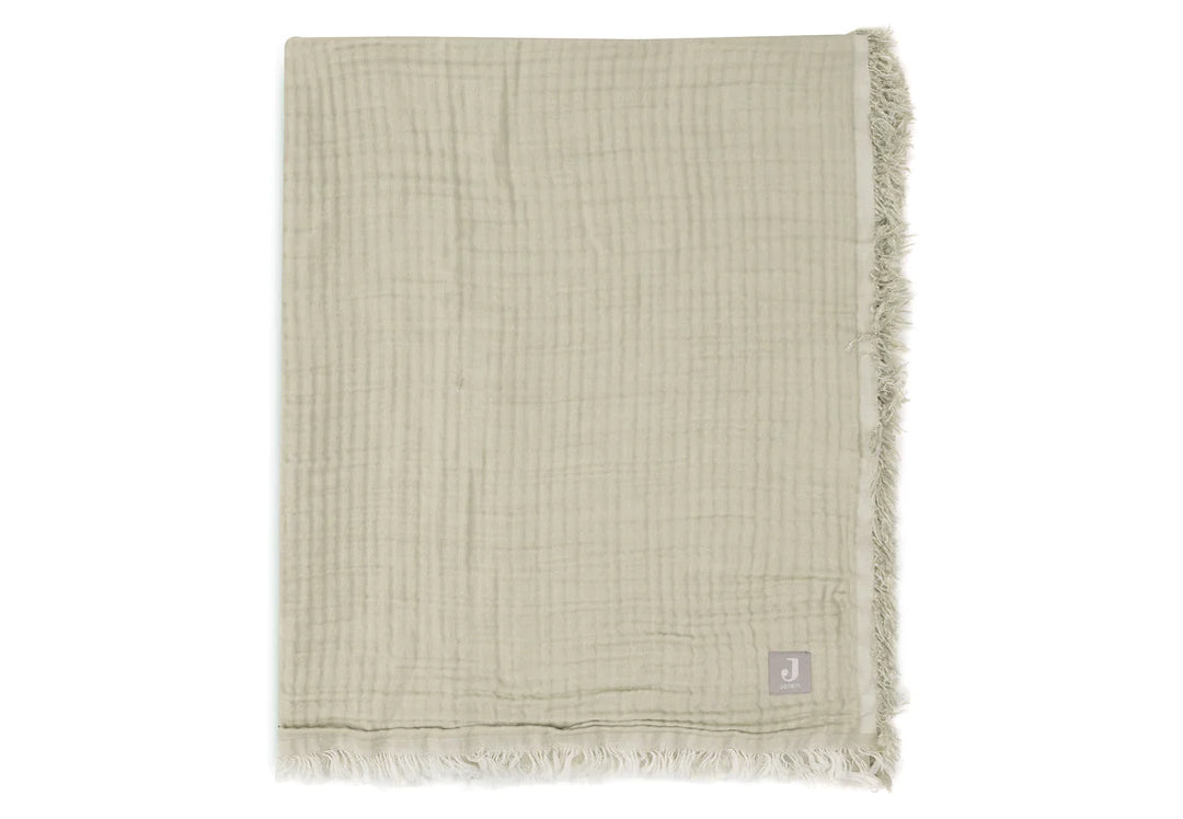 Jollein - Cradle Blanket - Fringe - Moonstone - Olive Green/Ivory