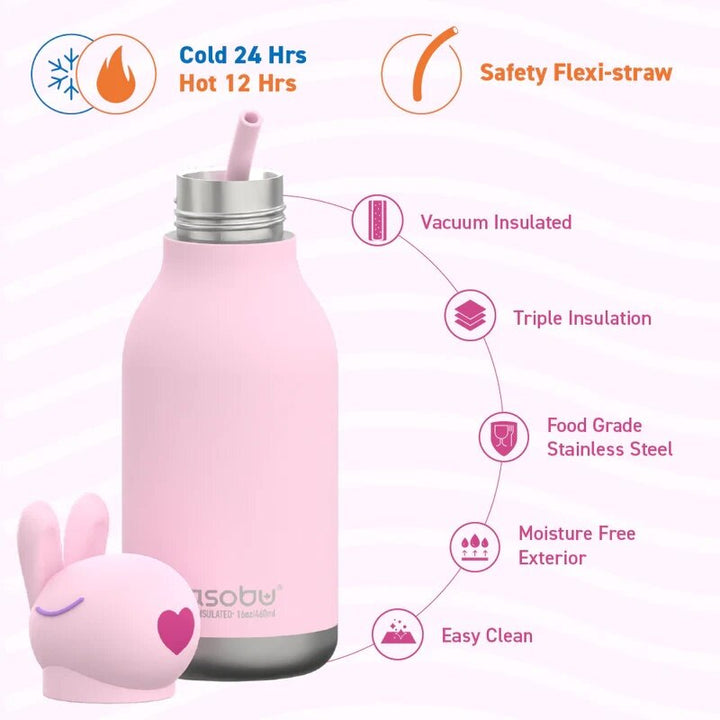 Asobu - Bestie Water Bottle - Bubbles Bunny - Mabel & Fox