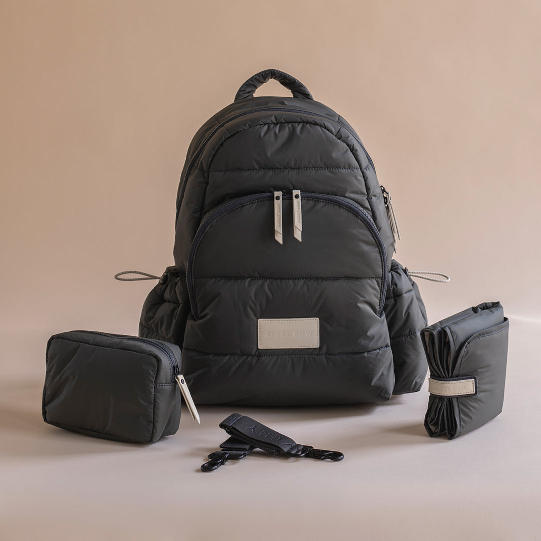Avery Row - Baby Changing Backpack - Black - Mabel & Fox