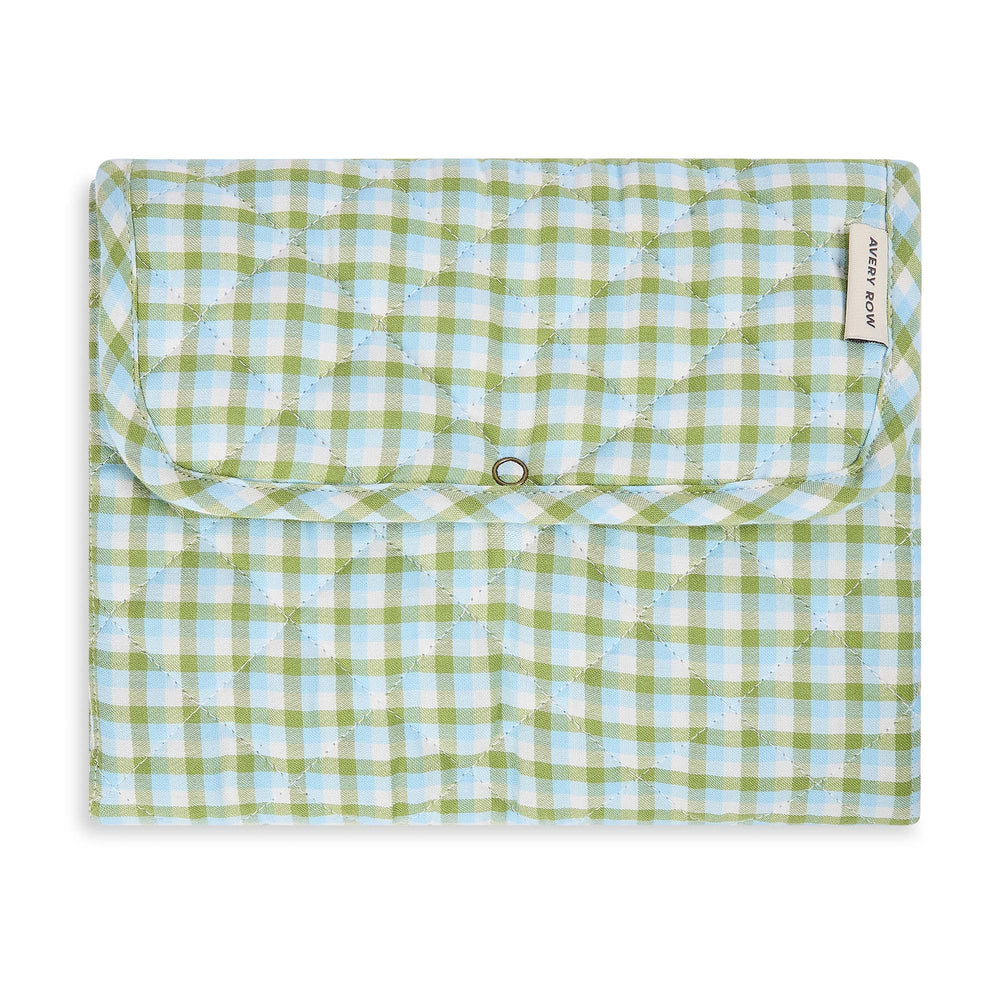 Avery Row - Cotton Travel Baby Changing Mat - Greenhouse Gingham - Mabel & Fox