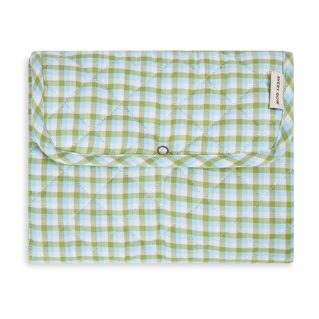 Avery Row - Cotton Travel Baby Changing Mat - Greenhouse Gingham - Mabel & Fox