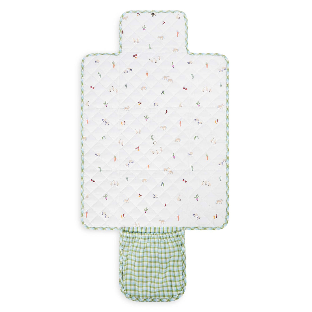 Avery Row - Cotton Travel Baby Changing Mat - Greenhouse Gingham - Mabel & Fox