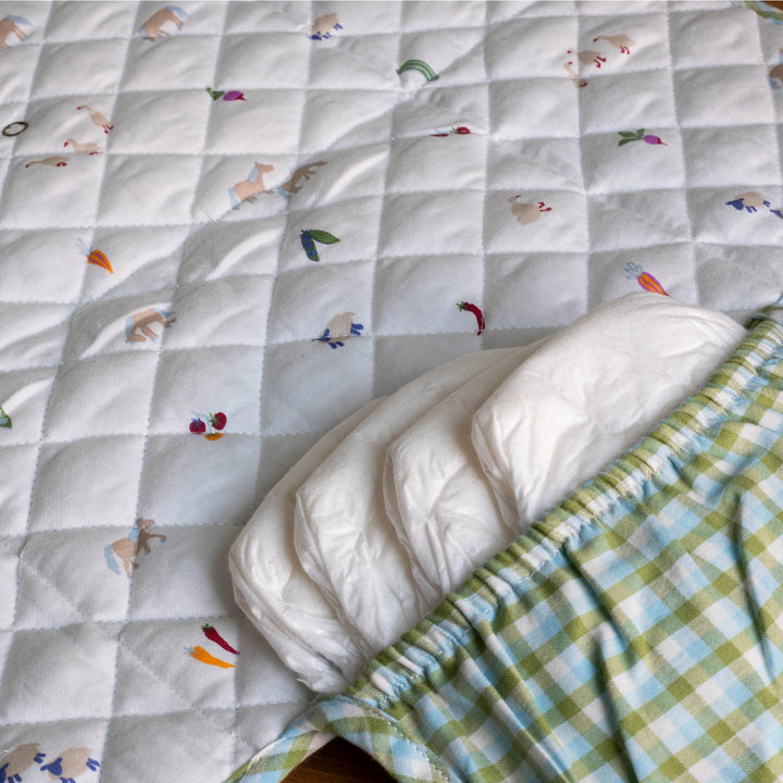 Avery Row - Cotton Travel Baby Changing Mat - Greenhouse Gingham - Mabel & Fox