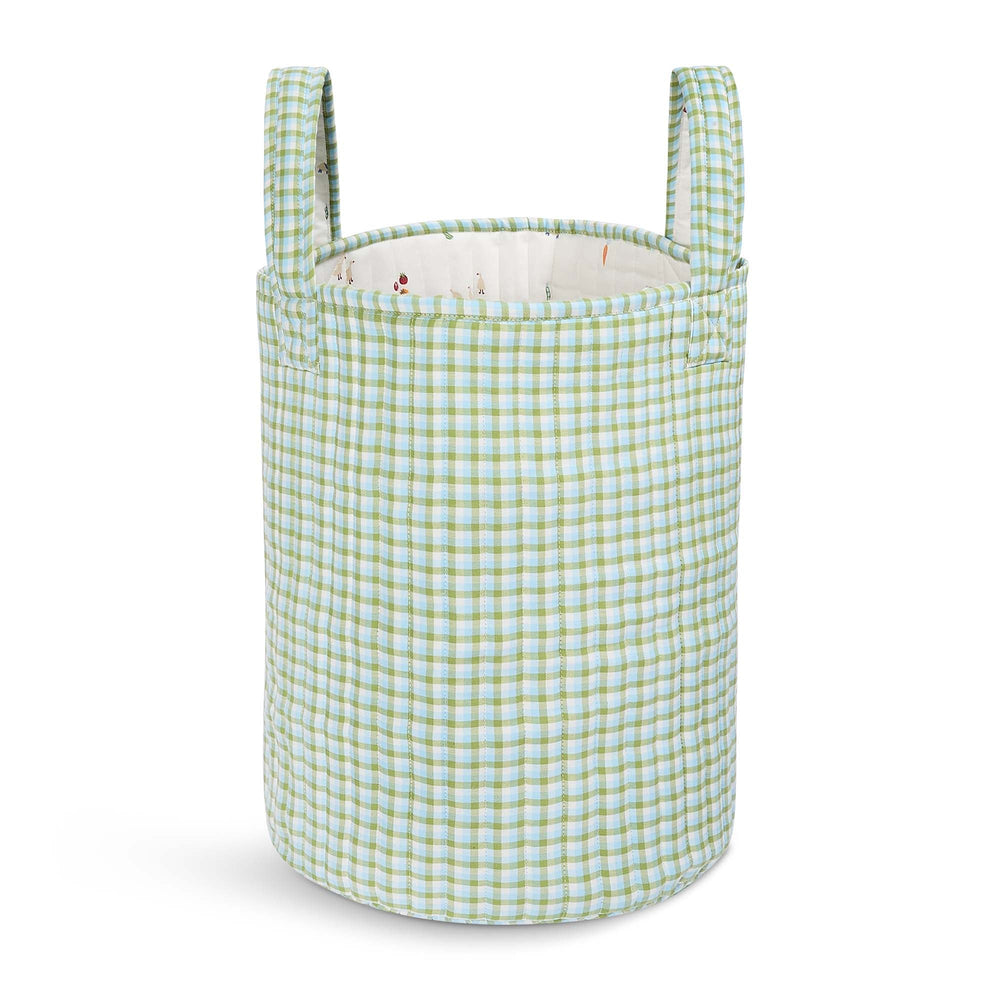 Avery Row - Large Quilted Storage Basket - Greenhouse Gingham / Little Farm - Mabel & Fox