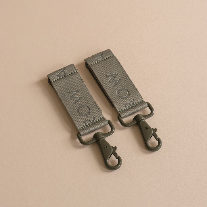 Avery Row - Logo Pram Bag Clips - Olive Green - Mabel & Fox