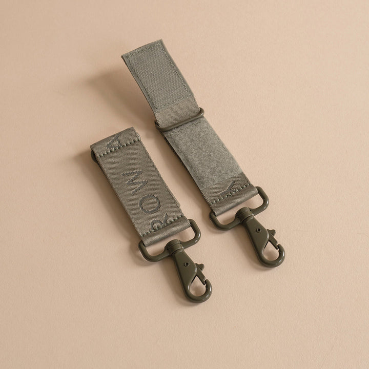 Avery Row - Logo Pram Bag Clips - Olive Green - Mabel & Fox