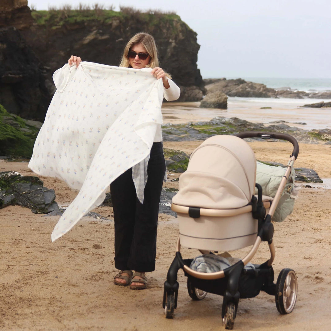 Avery Row - Organic Baby Large Muslin Swaddle - Coastline - Mabel & Fox