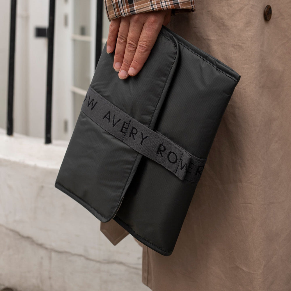 Avery Row - Recycled Nylon Travel Baby Changing Mat - Black - Mabel & Fox