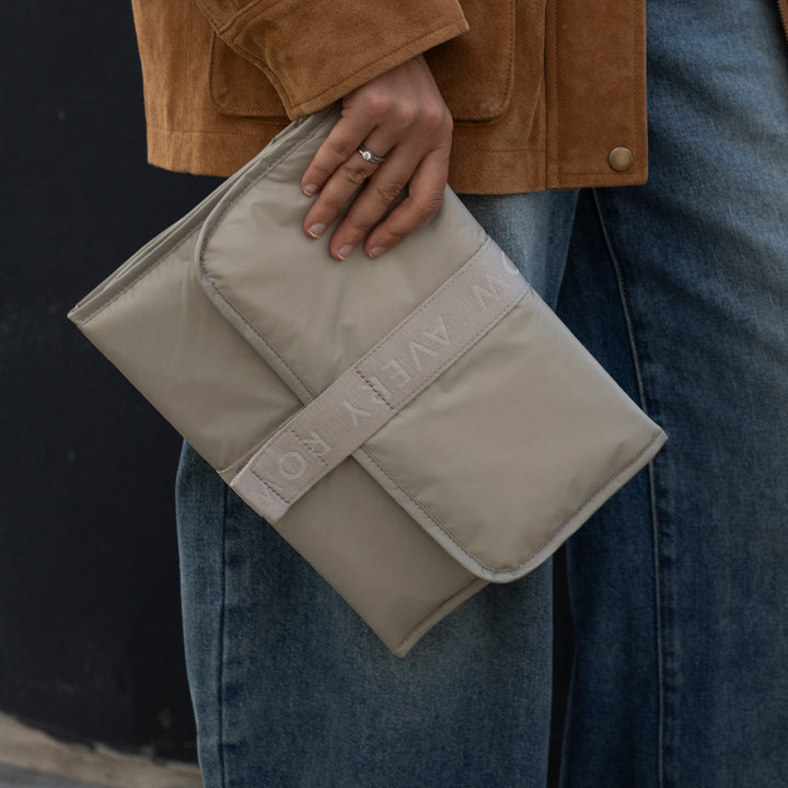 Avery Row - Recycled Nylon Travel Baby Changing Mat - Oyster - Mabel & Fox