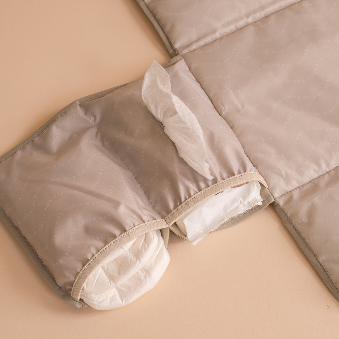 Avery Row - Recycled Nylon Travel Baby Changing Mat - Oyster - Mabel & Fox