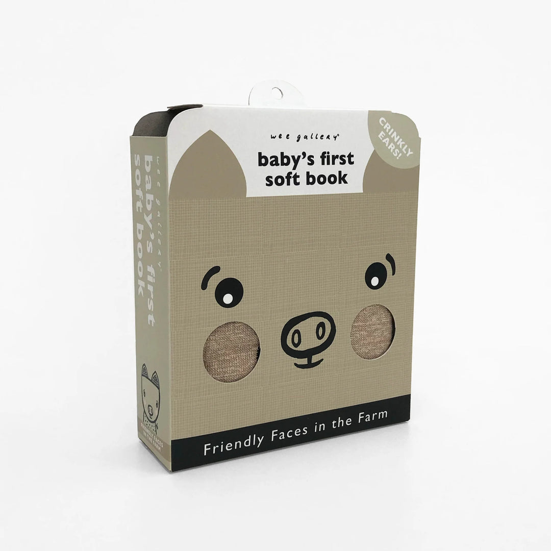 Wee Gallery - Soft Cloth Book - Friendly Face on the Farm - Pig