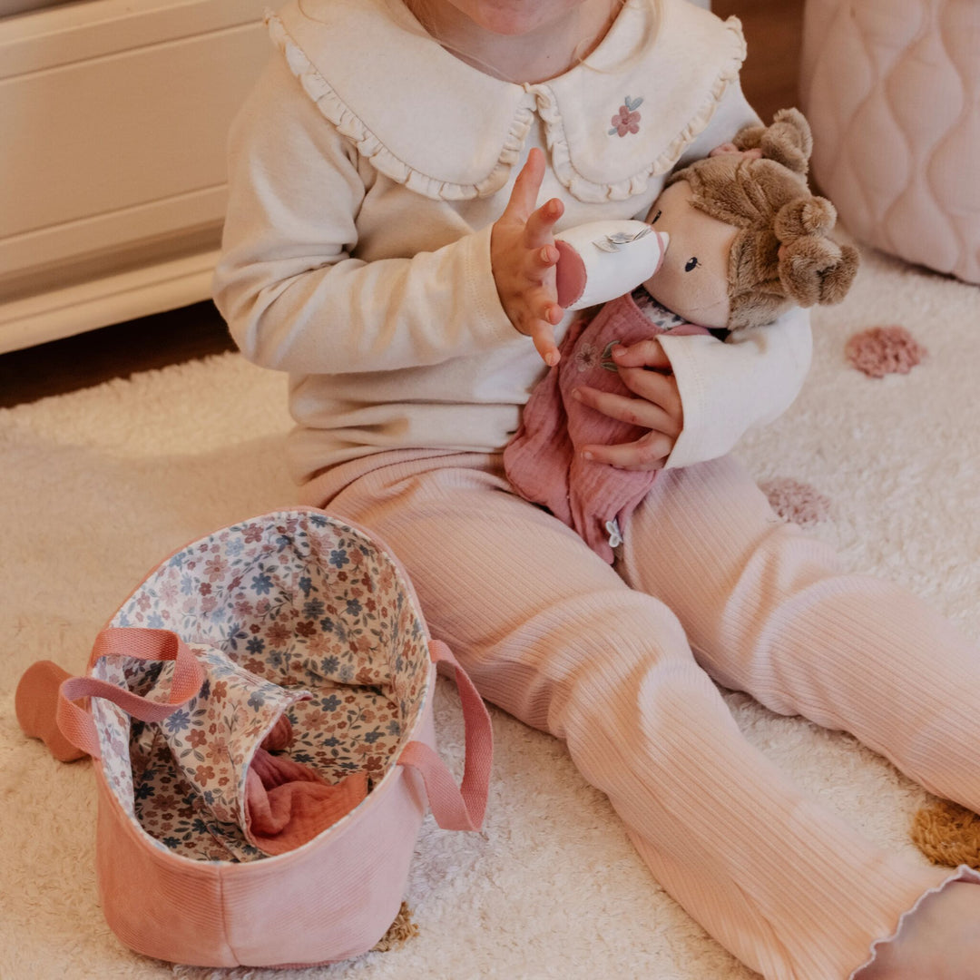 Little Dutch - Baby Doll in Basket Rosa - Mabel & Fox