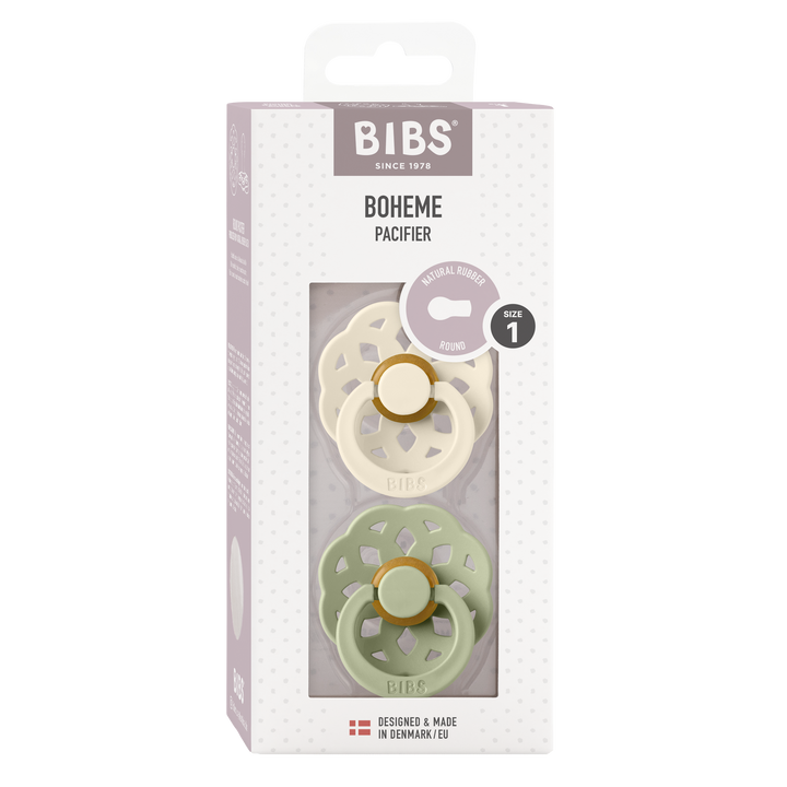 Bibs - Boheme Pacifier - Round Nipple - Ivory / Sage - Mabel & Fox