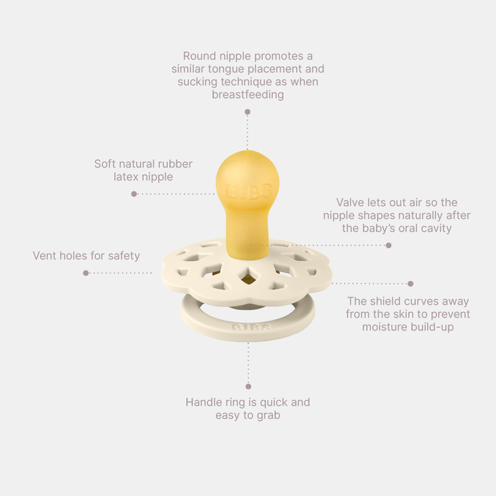 Bibs - Boheme Pacifier - Round Nipple - Ivory / Sage - Mabel & Fox