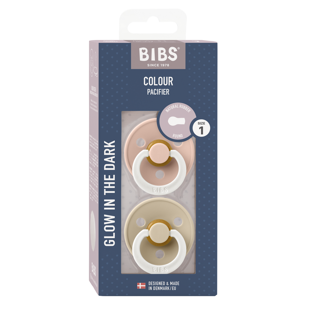 Bibs - Glow Colour Pacifier - Round Nipple - Blush / Vanilla - Mabel & Fox