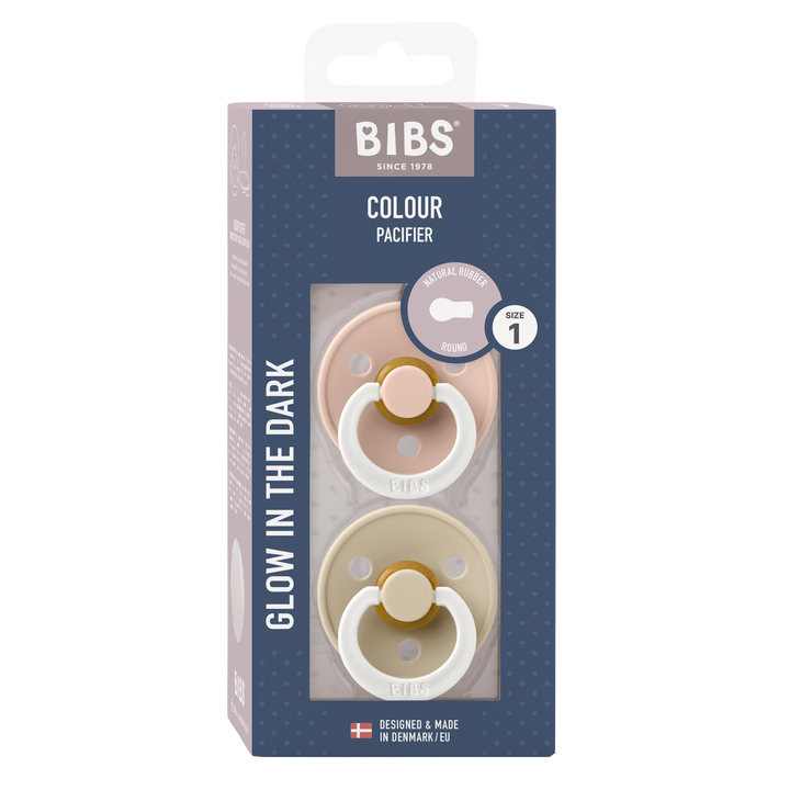 Bibs - Glow Colour Pacifier - Round Nipple - Blush / Vanilla - Mabel & Fox
