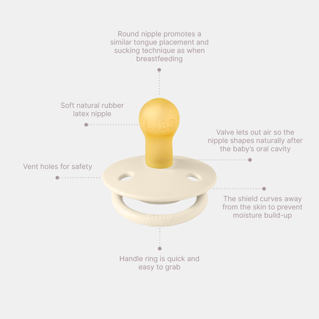 Bibs - Glow Colour Pacifier - Round Nipple - Blush / Vanilla - Mabel & Fox