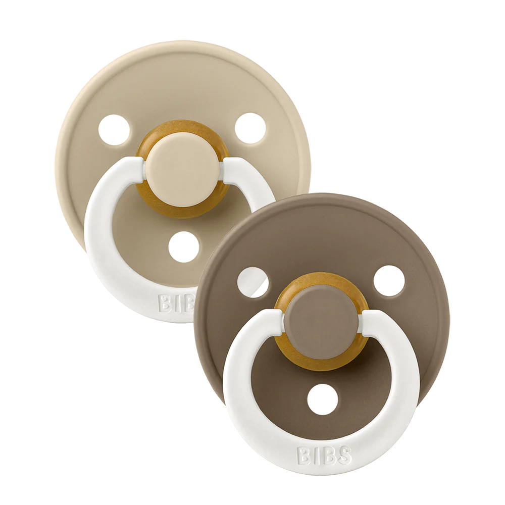 Bibs - Glow Colour Pacifier - Round Nipple - Vanilla / Dark Oak - Mabel & Fox