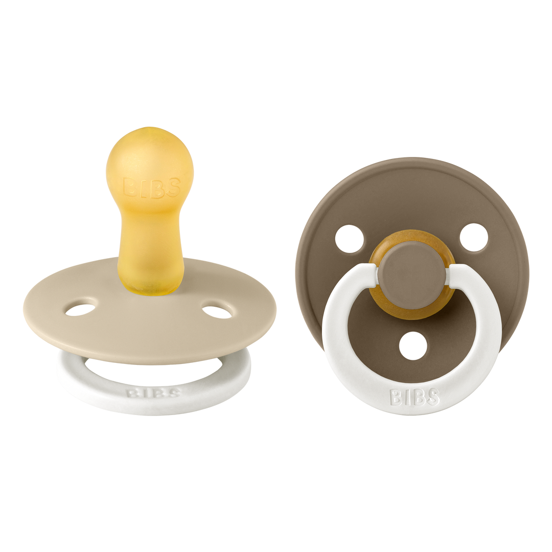 Bibs - Glow Colour Pacifier - Round Nipple - Vanilla / Dark Oak - Mabel & Fox
