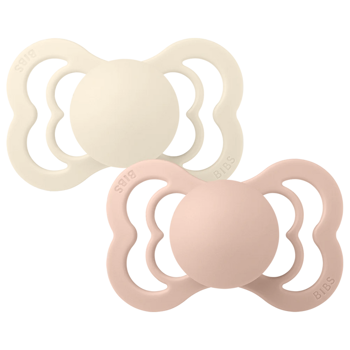 Bibs - Supreme Pacifier Natural Rubber - Symmetrical Nipple - Ivory / Blush - Mabel & Fox