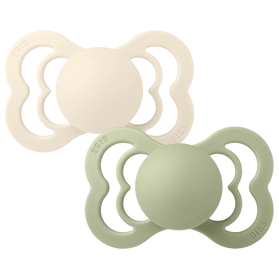 Bibs - Supreme Pacifier - Symmetrical Nipple - Ivory / Sage (Natural Rubber Latex) - Mabel & Fox