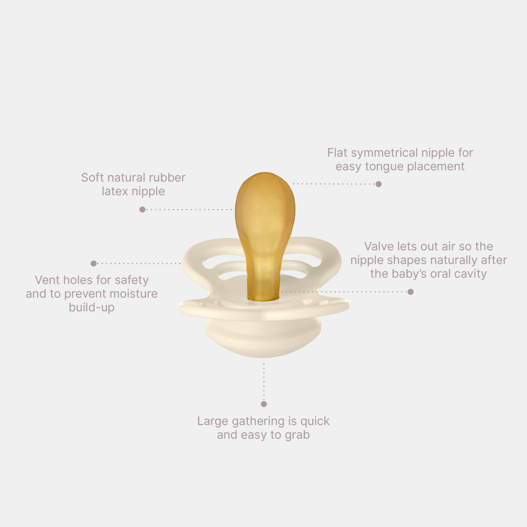 Bibs - Supreme Pacifier - Symmetrical Nipple - Ivory / Sage (Natural Rubber Latex) - Mabel & Fox