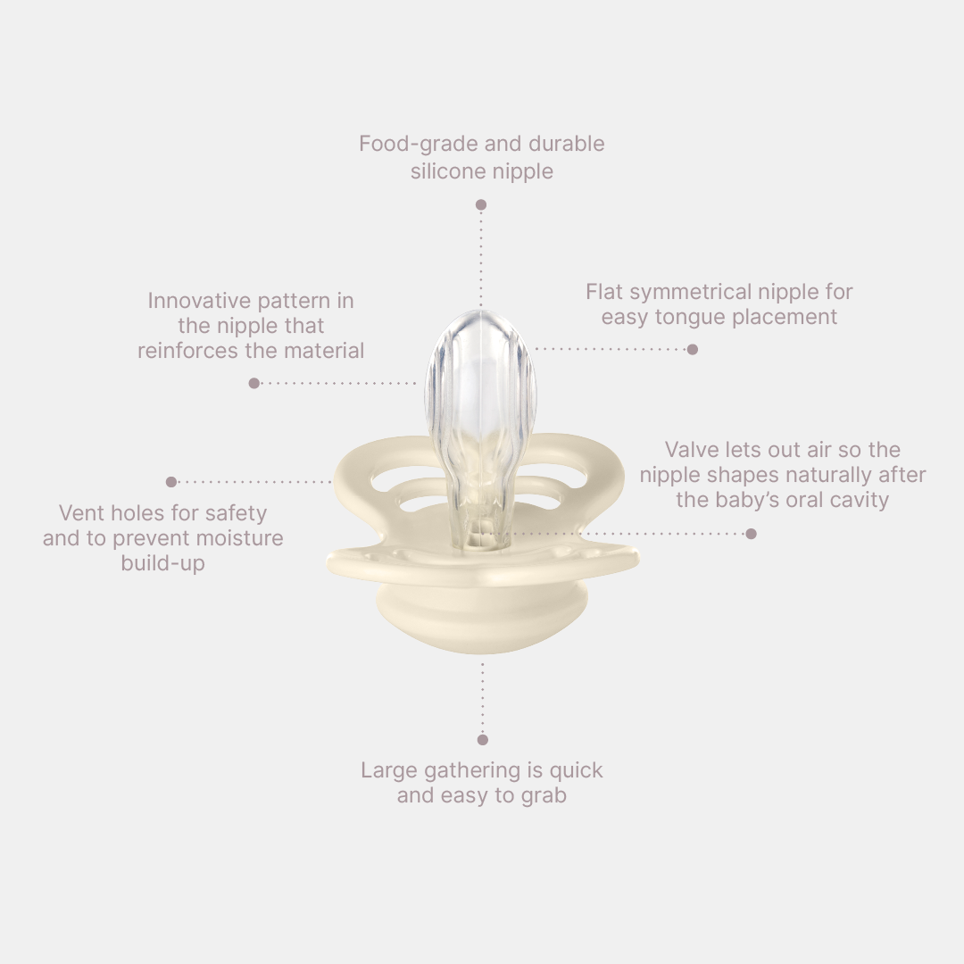 Bibs - Supreme Pacifier - Symmetrical Nipple - Ivory / Sage (Silicone) - Mabel & Fox